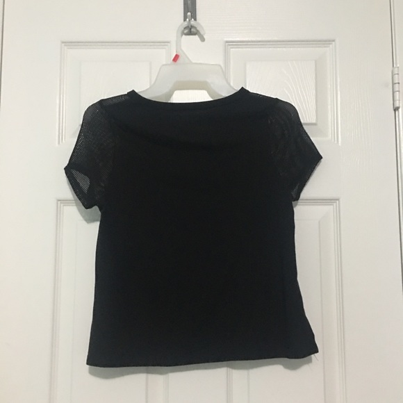 y2k slightly cropped mesh black and white shirt - Picture 2 of 3